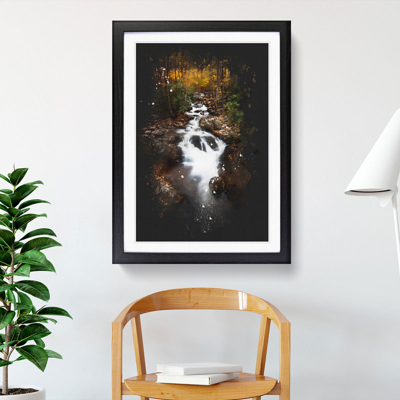 Woodland Stream - Framed Print, 45cm H x 33cm W x 2cm D, Black Framed