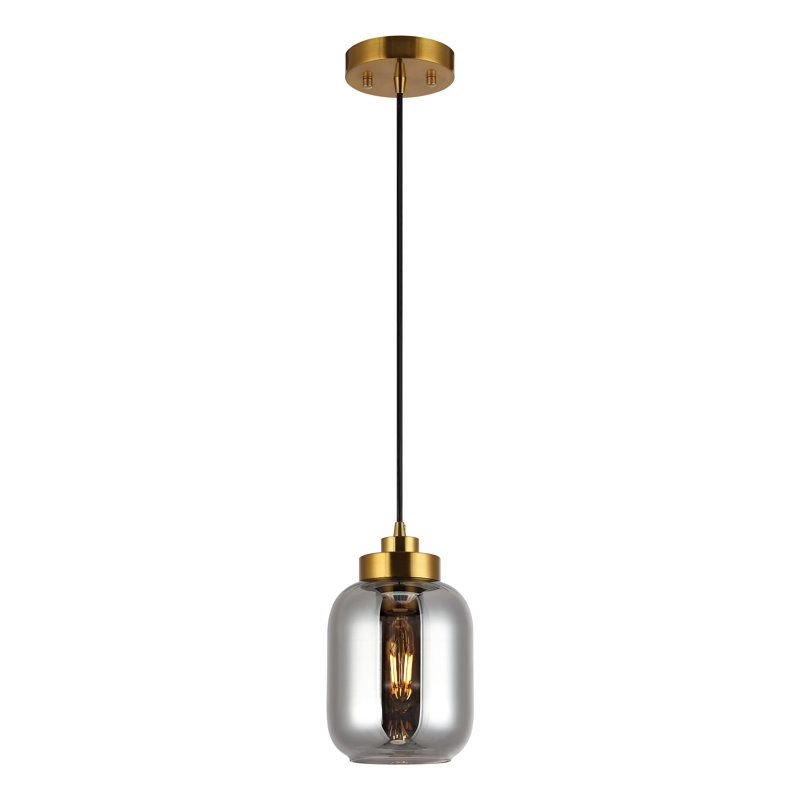 1 - Light Smoke Gray Jar Pendant