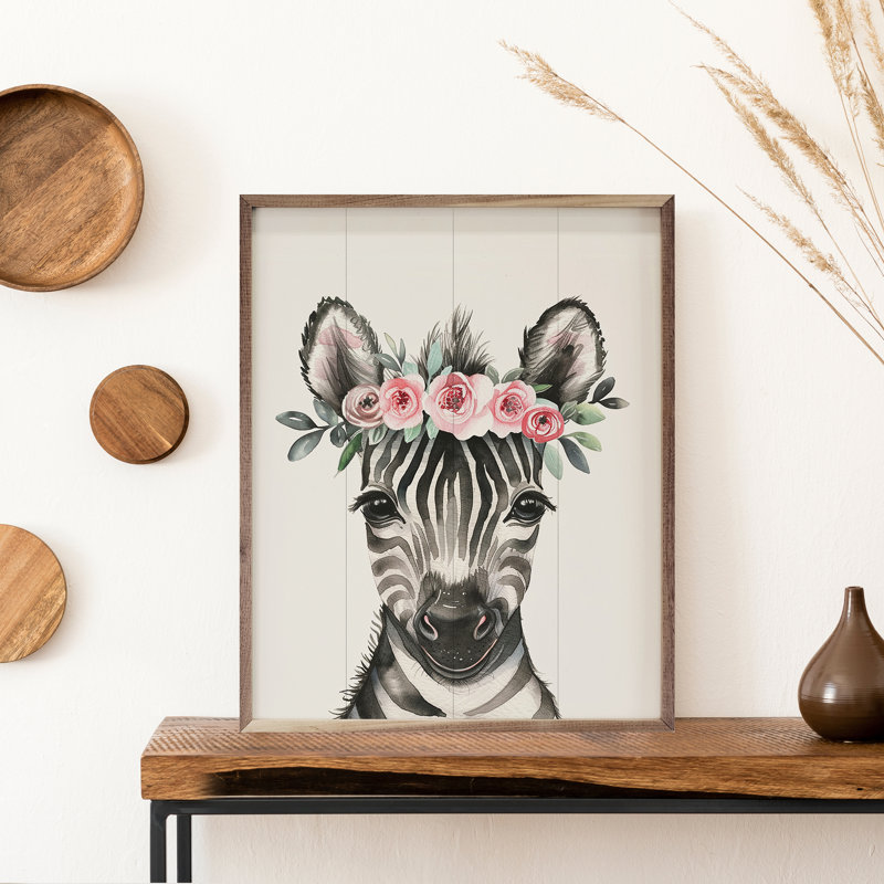 Zèbre floral pour chambre de bébé, H 20 po x l 16 po