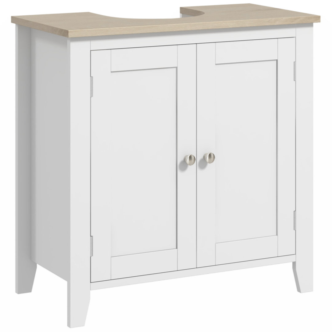 Kleankin Pedestal Sink Storage Cabinet with U-Shape And Adjustable Internal Shelf, White Myhomekeepers