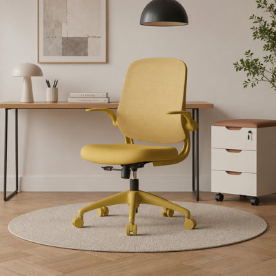  Chaise de bureau ergonomique et pivotante avec accoudoirs rabattables, chaise de bureau en filet avec support lombaire, coussin ignifuge pour le bureau personnel