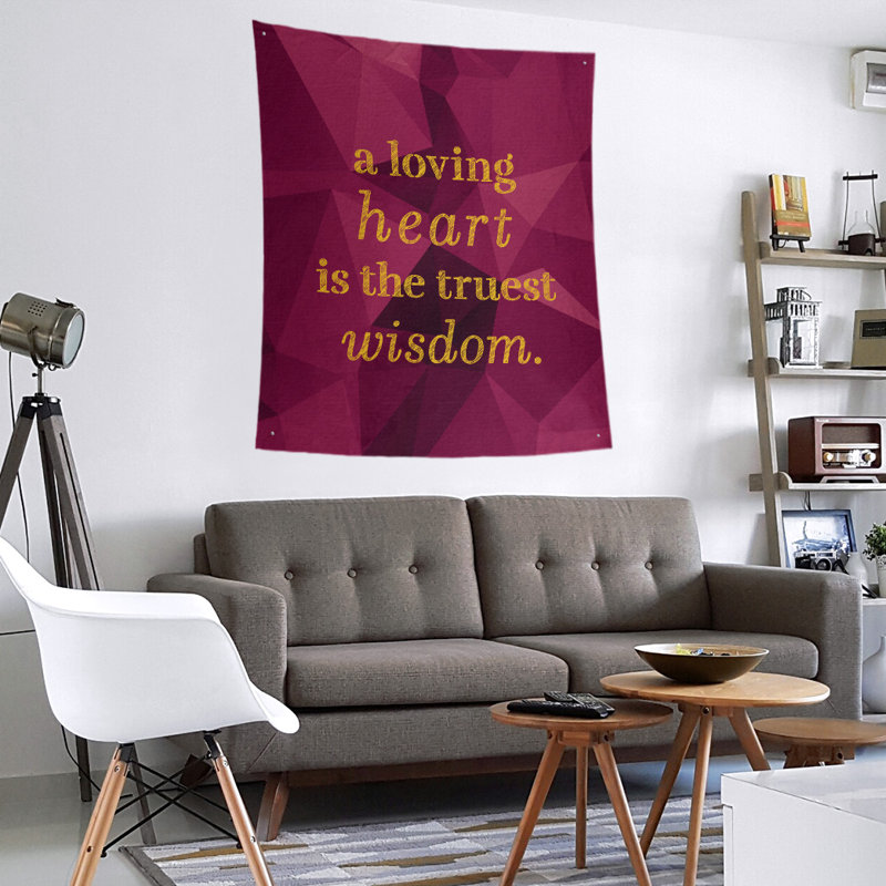Tapisserie en polyester et citation de gemme en polyester, H 27,5 po x l 37,5 po, Spinelle / or