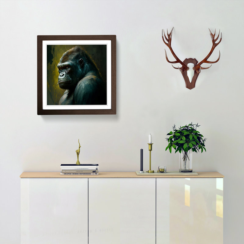 Gorilla Realism - Single Picture Frame Print on Wood, Walnut
