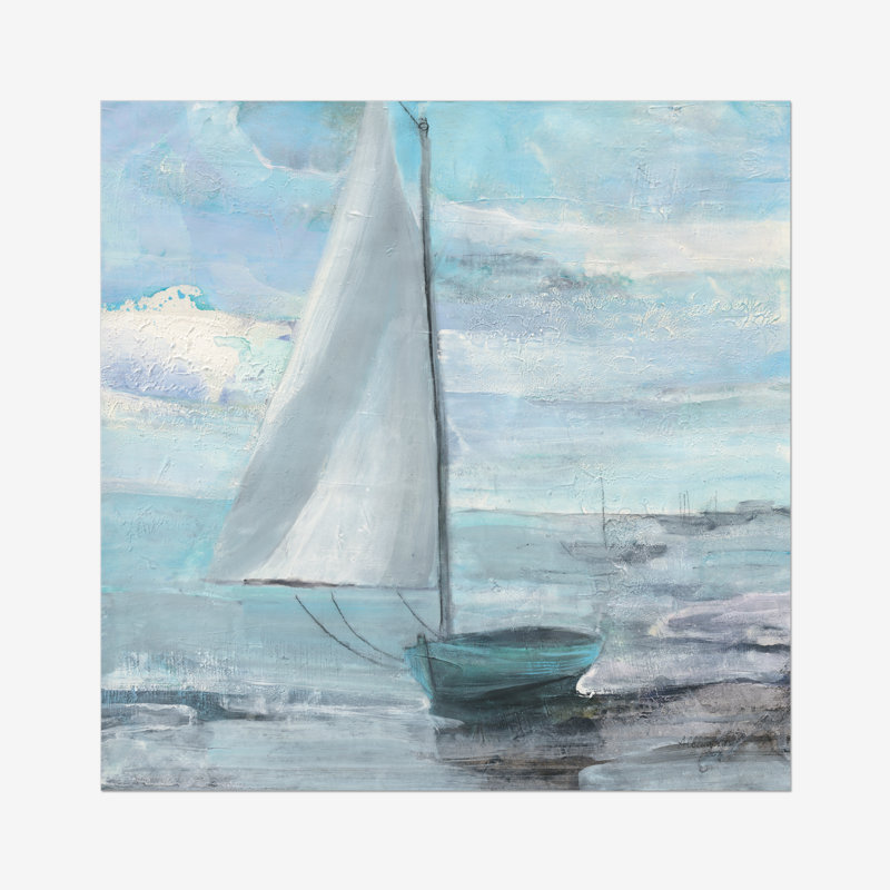 Silver Sail by Albena Hristova - Painting, Paper Print, 51cm H x 51cm W