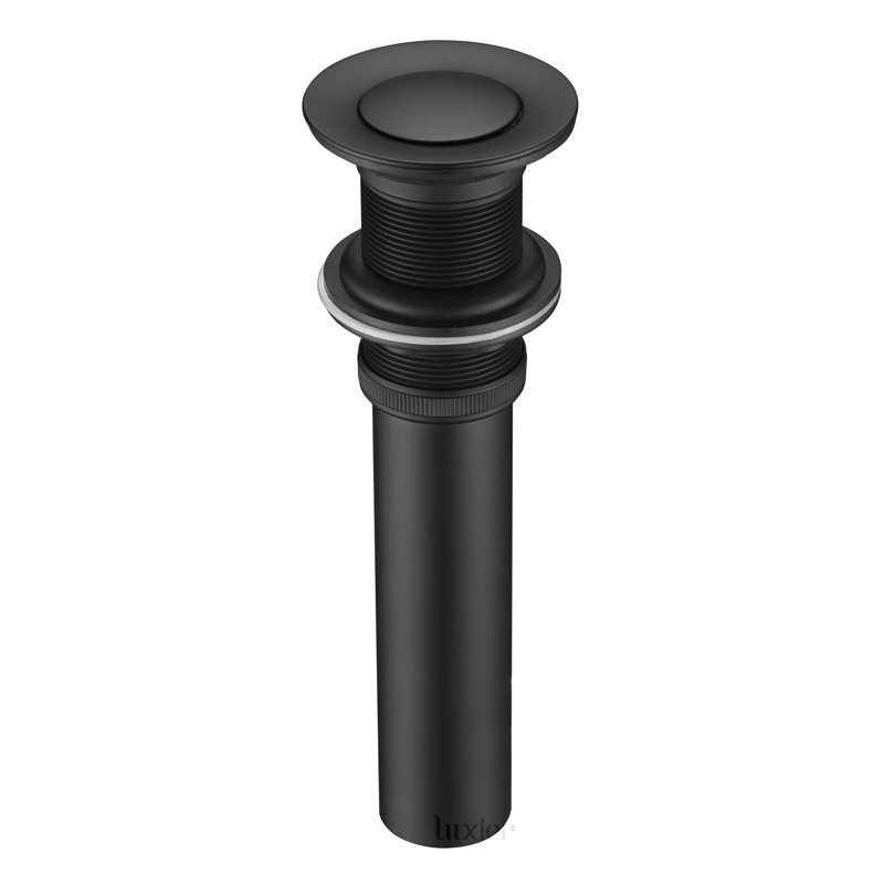 Pop-Up Bathroom Sink Drain Stopper with No Overflow, Matte Black