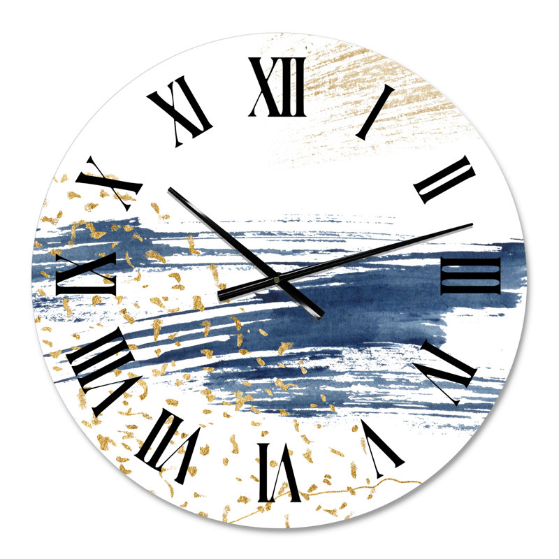 Dark Blue and Gold Abstract I - Modern wall clock, Small