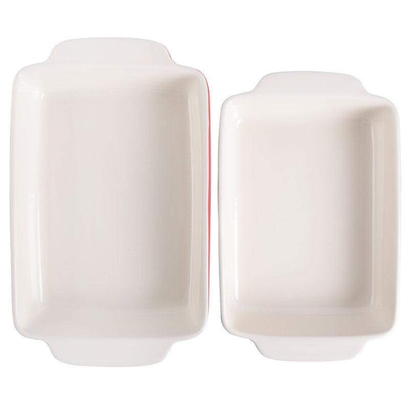 Gradient Red Ceramic Bakeware Set with Integrated Handles