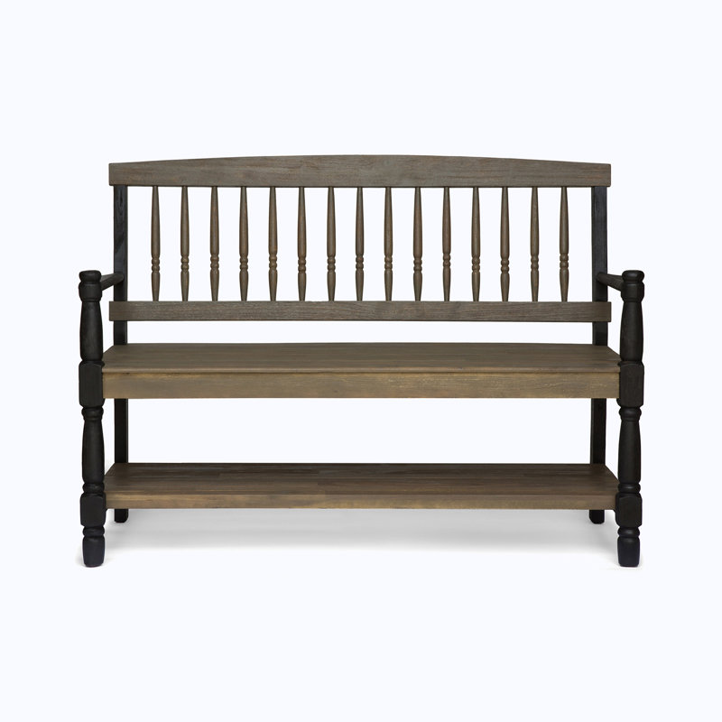 Outdoor 51" Wood Loveseat, Gray/Black