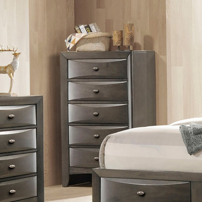 Commode de style transitionnel 1pc Poignées ovales à 5 tiroirs