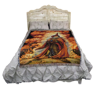 Pure Country Weavers Fire Wizard Blanket by Myles Pinkney - Gift Fantasy Tapestry Throw Woven from Cotton - Made in the USA (72x54)