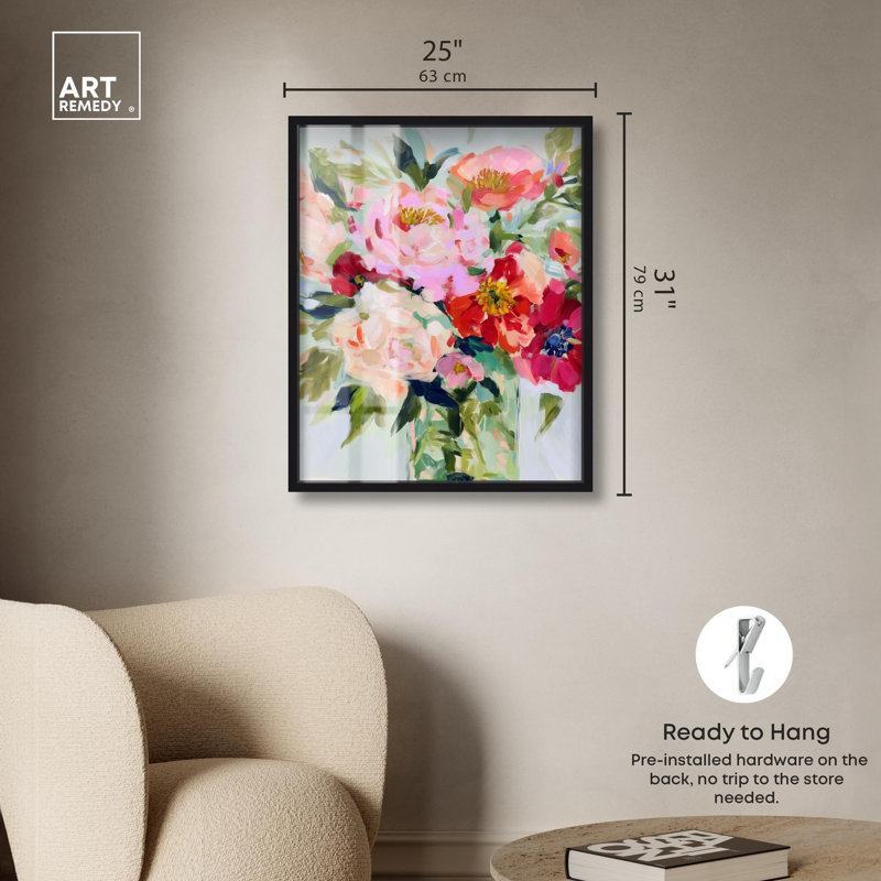 Décoration murale printanière Bloom en acrylique I Shadowbox Print par Art Remedy, H 31 po x l 25 po, Noir