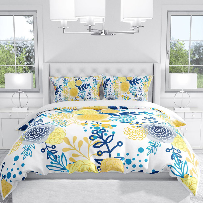 Polyester Floral Duvet Cover, King Duvet Cover + 2 Shams