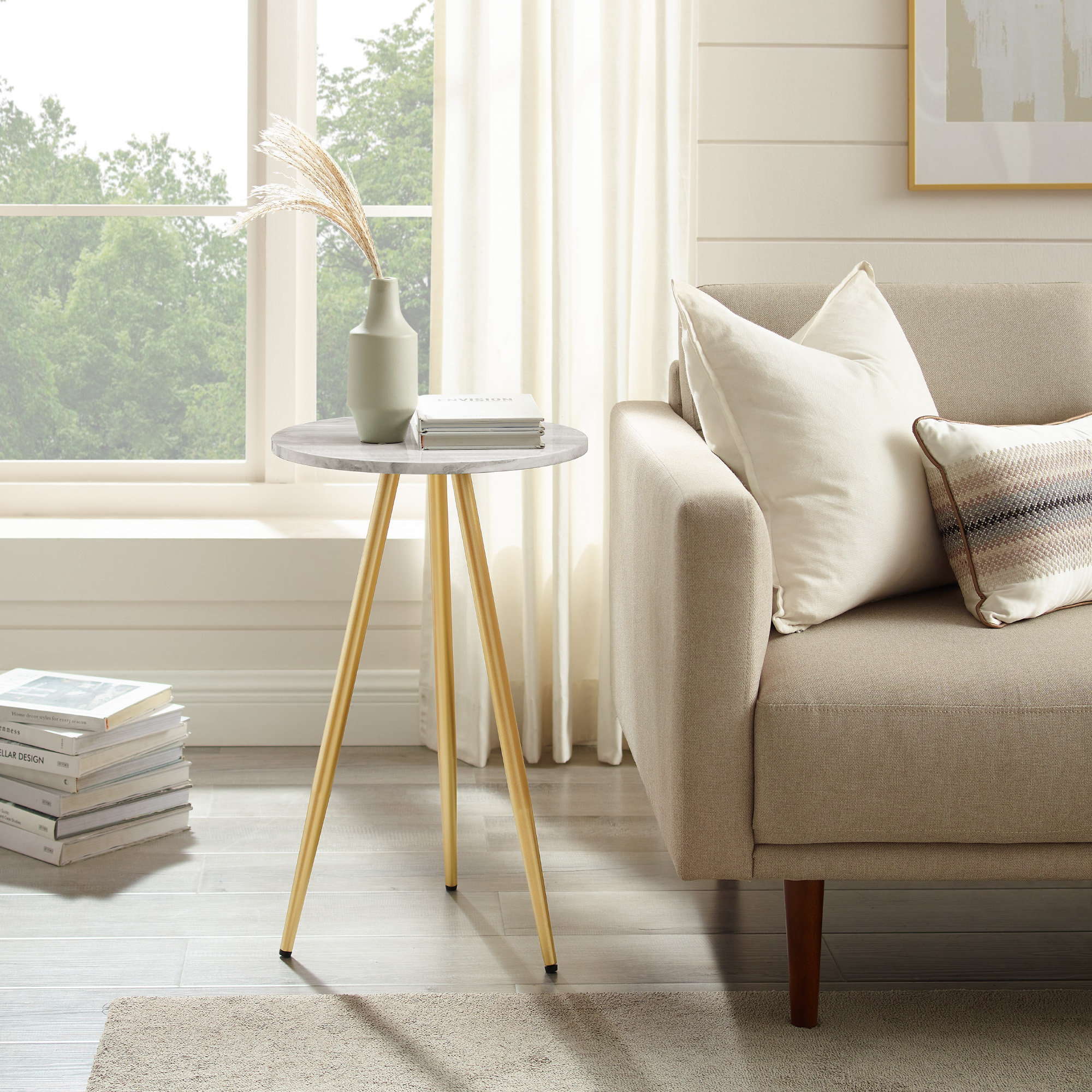 Everly Quinn Modern Minimal Round Side Table &amp; Reviews | Wayfair