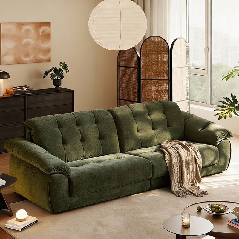 Coussin de canapé en chenille vert Fourseat, Vert