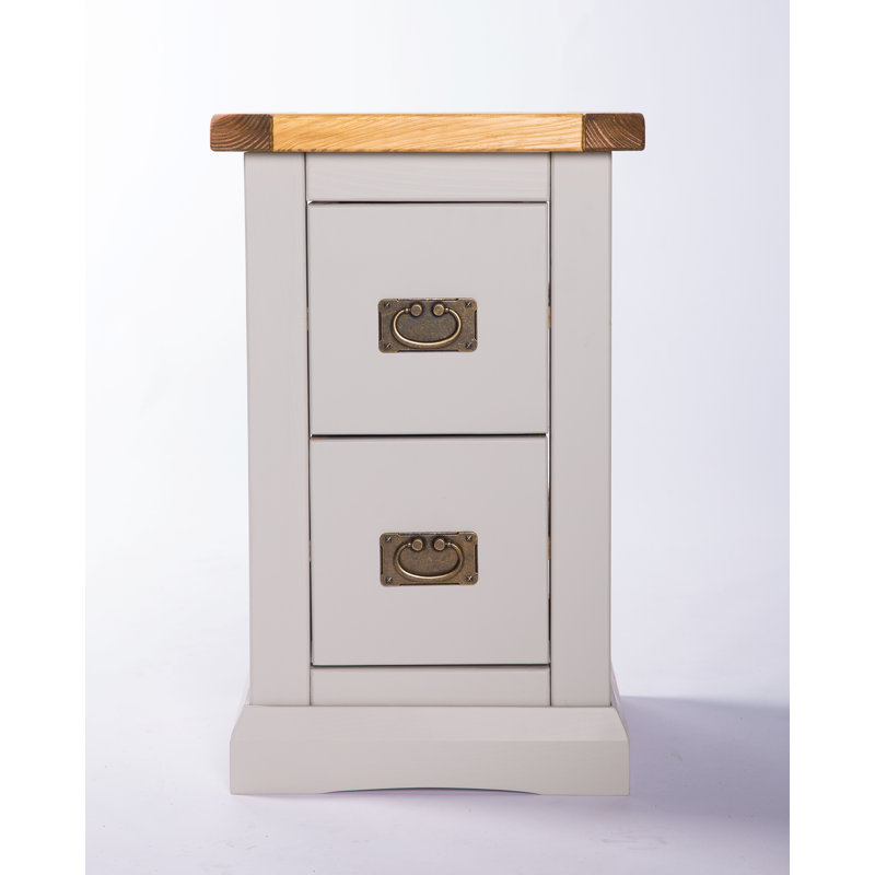 Pharsalia 35 cm W Bedside Table, Light Grey, Brass Handle