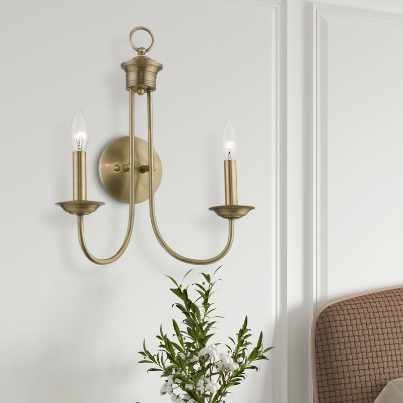 Caughfield Candle Wall Light, Antique Brass