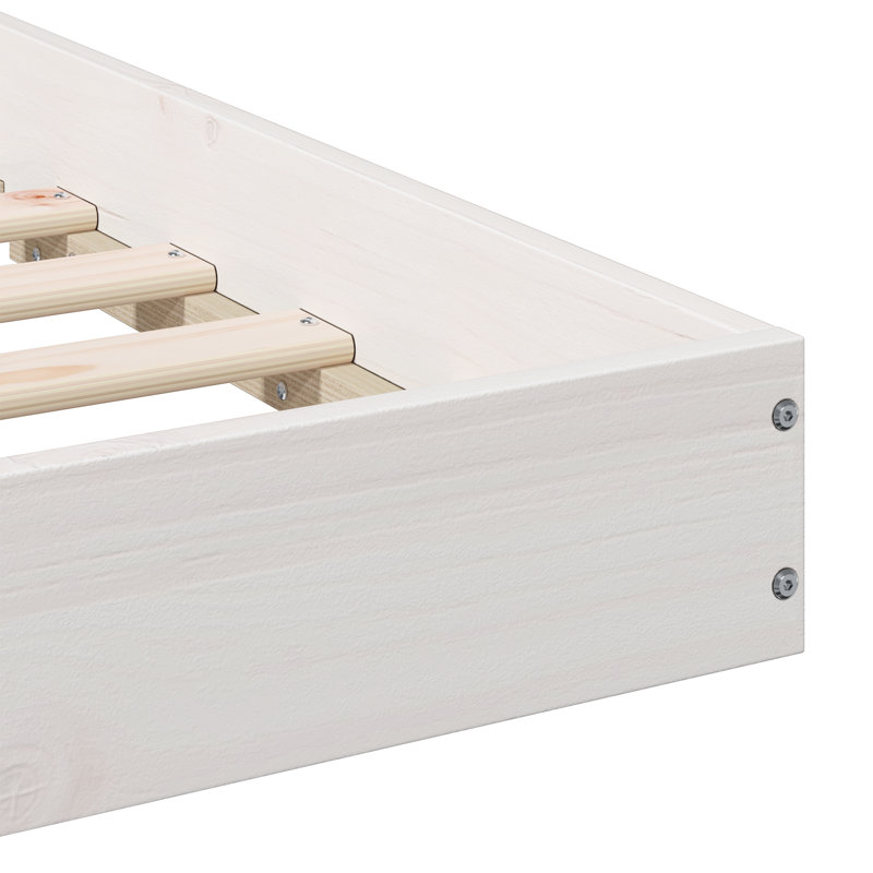 Bed Frame Solid Pine Wood, Small Double (4'), White