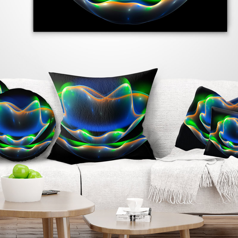 Coussin décoratif floral fractal, 16 po x 1 po, Coussin décoratif