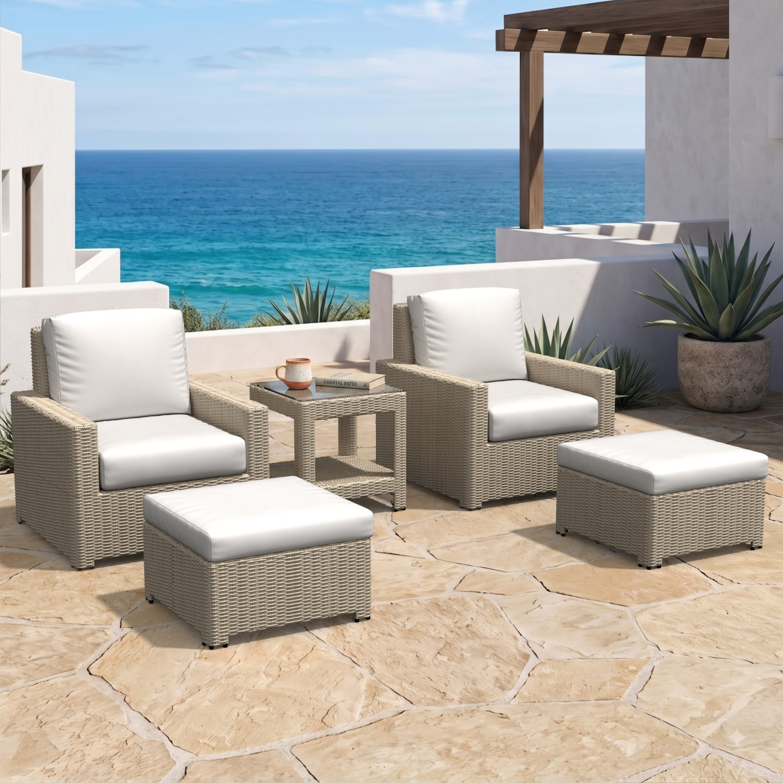Henri 2-Person Sunbrella® Patio Seating Group, Sunbrella® Tranquil Sage