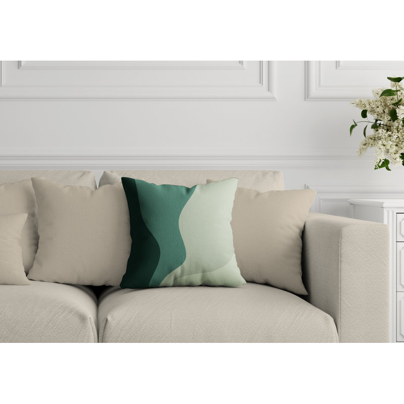 Bunko Ombre Outdoor Reversible Throw Pillow, 19" x 19", Emerald, Square