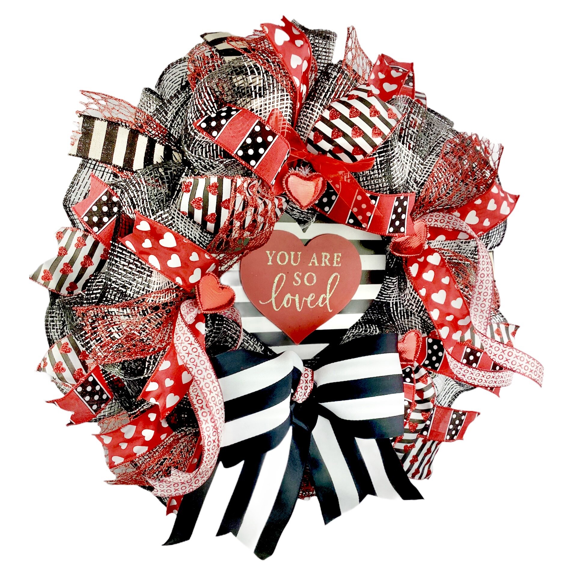 Valentines Day Wreath with Glittering Red Heart