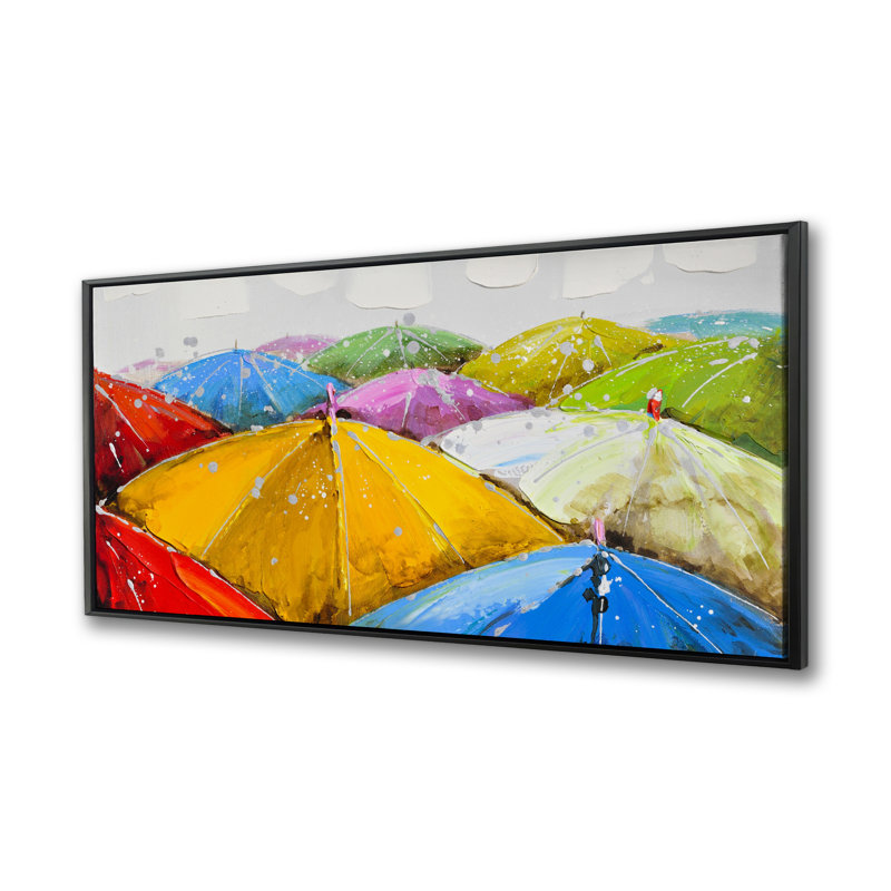Parasols colorés sous la pluie - Toile encadrée Home Decor