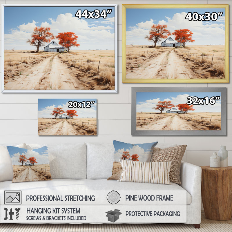 Marvela Farmhouse Minimalisme Path I - Imprimé, H 30 po x l 40 po x P 1,5 po, Toile tendue