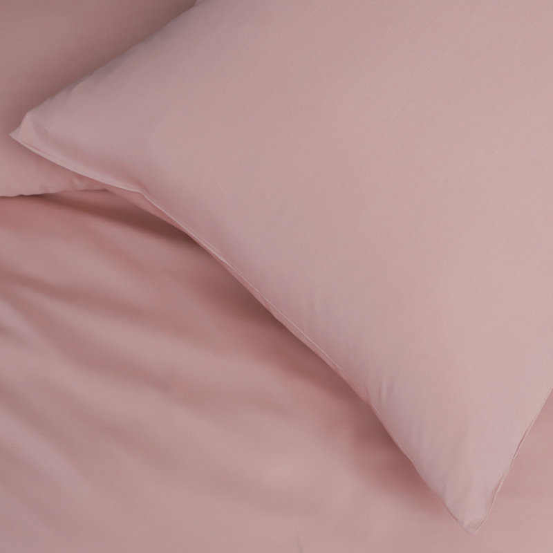 Everetta Solid Colour Duvet Cover Set with Pillowcases, Blush, Double Duvet Cover + 2 Standard Pillowcases
