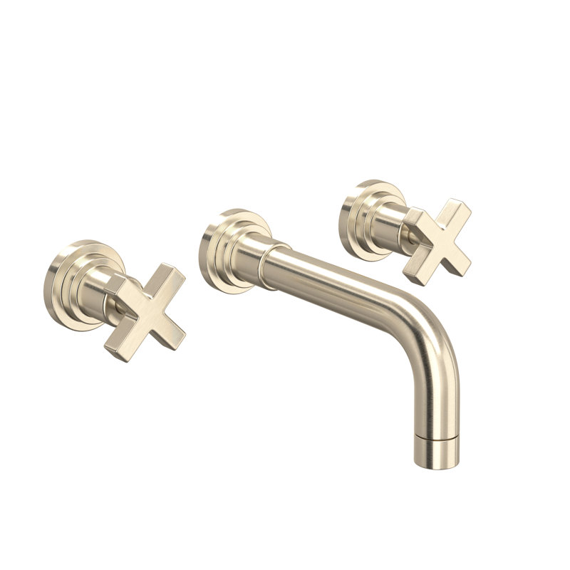 Lombardia® Wall Mount Bathroom Faucet, Satin Nickel, Cross Handle