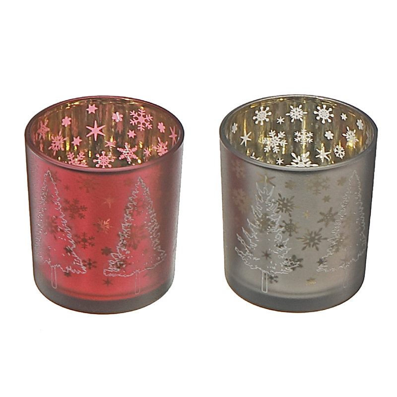 Bougeoirs en verre (Winter Forest) (ensemble) - ensemble de 2
