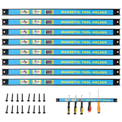 Ensemble de 8 barres à outils magnétiques robustes de 18 pouces - bandes de porte-outils magnétiques en néodyme, montables pour atelier, garage, maison et cuisine (vis de fixation incluses)