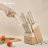 Kitchen Knife Set, 14-Piece Knife Set with Wooden Block, Self-Sharpening Chef's Knife Set, High-Carbon German Stainless Steel Knife Block Set, Dishwasher-Safe, Cream Color