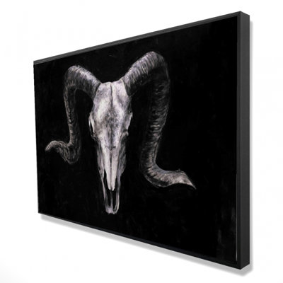 Ram Skull Grunge Style Print On Canvas