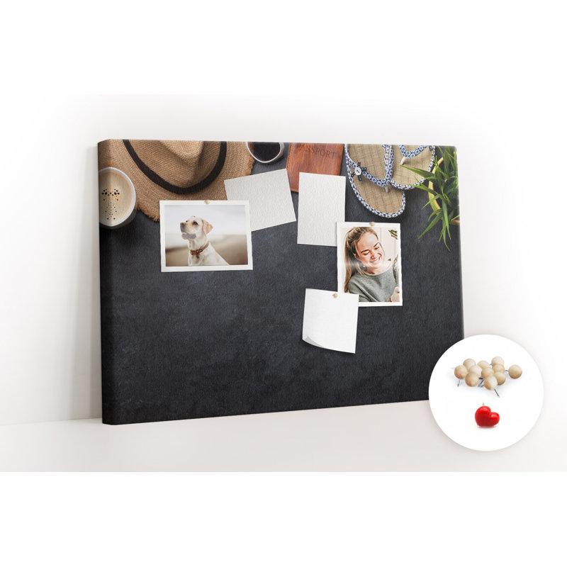 Wall Mounted cork board with print wall art message pin boards home office bulletin board ideas Vacation planning