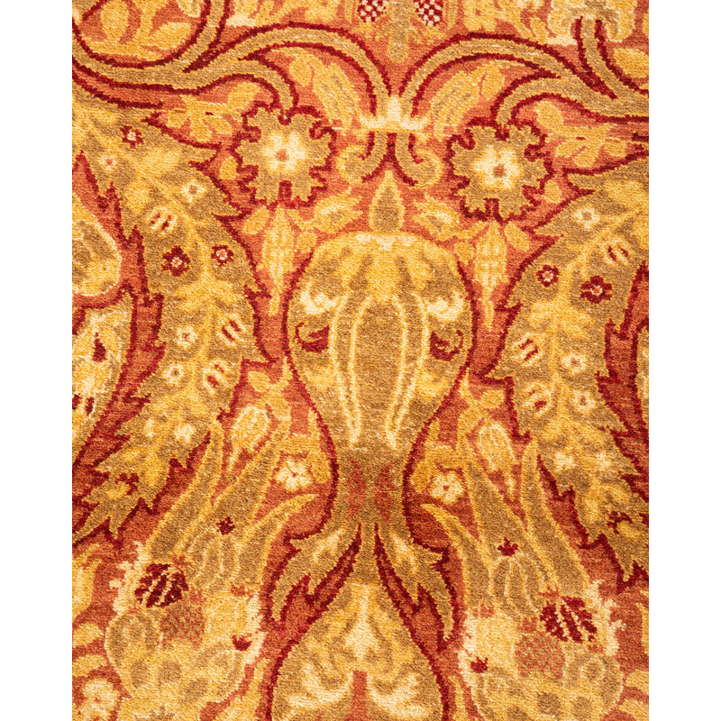 Tapis unique en laine noué à la main 5 pi 2 po x 7 pi 10 po nouvel âge Hayner - jaune / rouge / orange