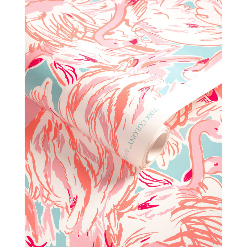 Lilly Pulitzer Pink Colony Wallpaper, Pink/Aqua