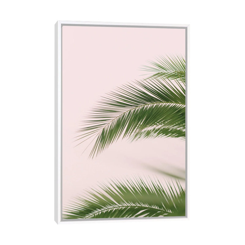 Pink And Green Palm Tree by Svetlana Balta - Painting on Canvas, White Framed, 101.6 cm H x 66.04 cm W