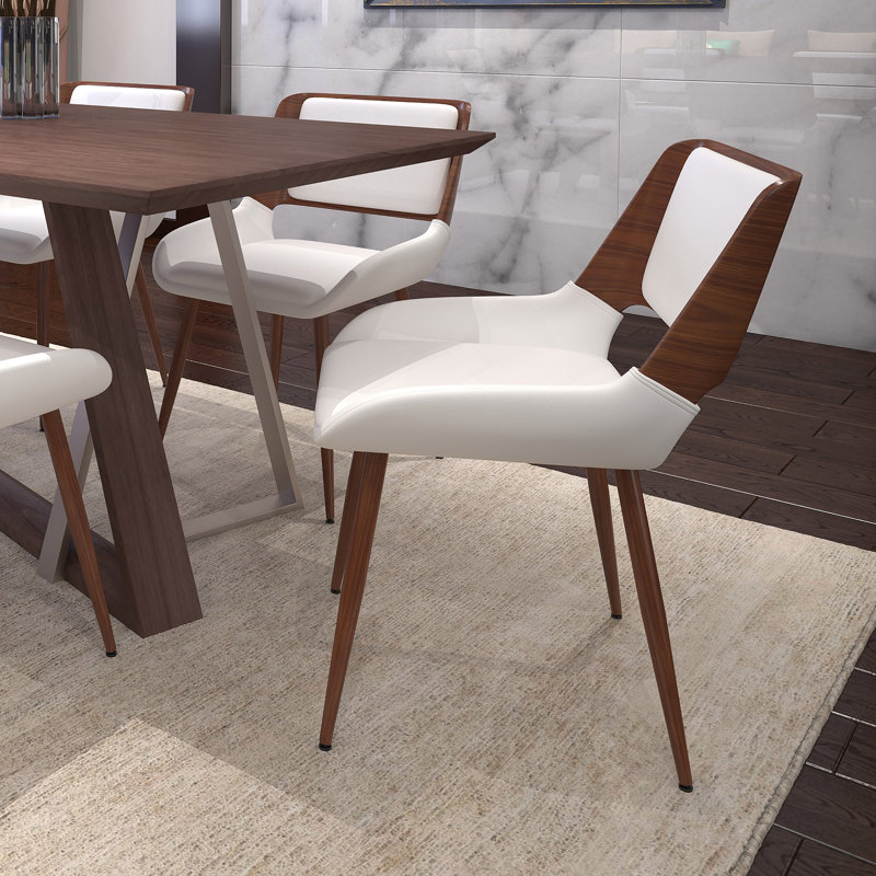 Mid-Century Modern Fabric Side Chair, White