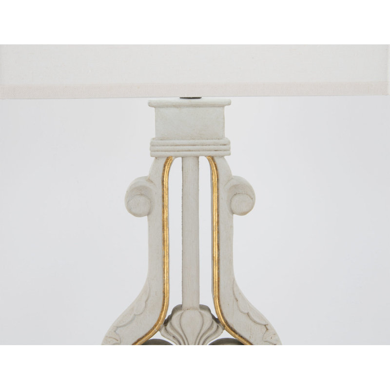 Bruno Table Lamp, Soft Light Veranda Gray/Gold Leaf, Natural Off White