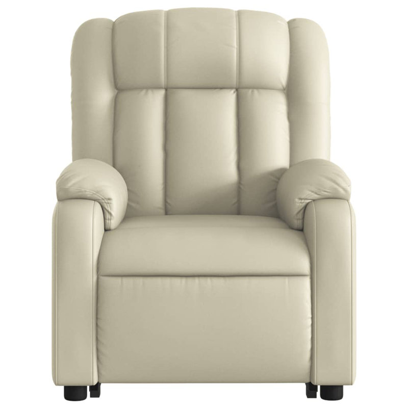 Faux Leather Massage Chair, Cream, Electric Push Back