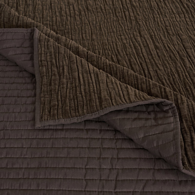 Ensemble de courtepointe texturée Velvet Crush, Courtepointe pour lit simple + 1 taie décorative, Chocolat