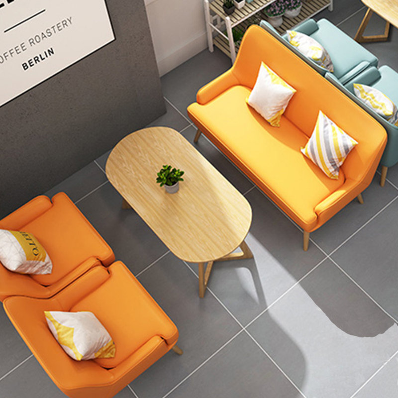 Banc rembourré en similicuir, Orange