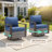 Palomares 6-Piece Outdoor Conversation Set With Swivel Gliders And Square Fire Pit Table, 7-Person Wicker Patio Seating With Armchairs-253674646-253674648