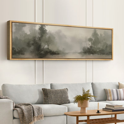 Grande impression sur toile encadrée, impression de paysage abstrait de forêt neutre pour décoration intérieure rétro