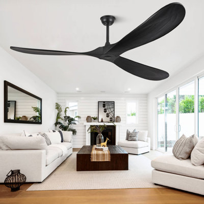 52" 3 - Blade Wood Ceiling Fan With 6-Speed Remote Control Without Lights, Reversible Motor, Timer & Memory Function