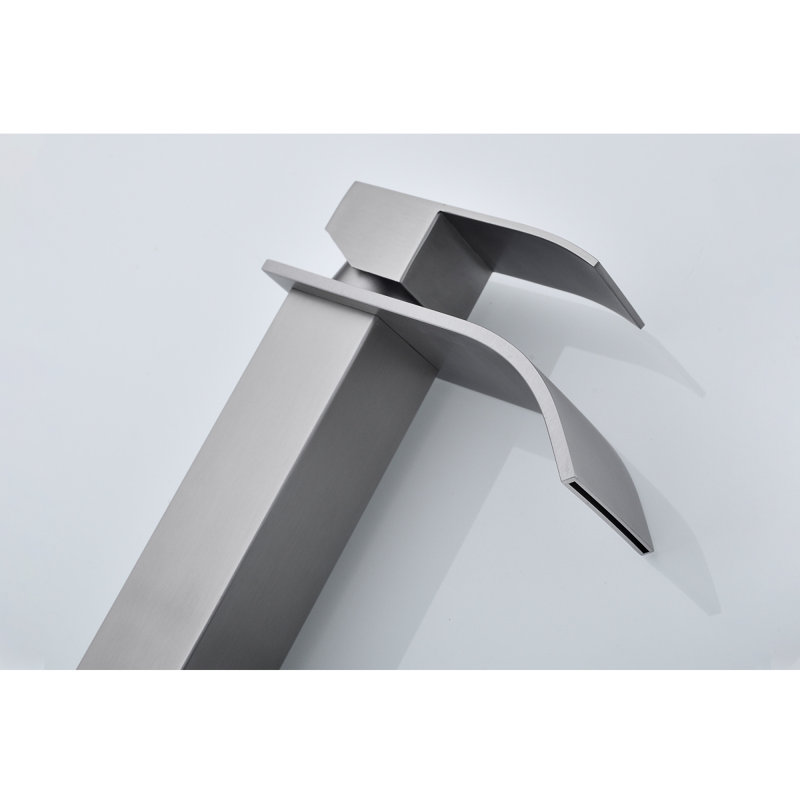 Waterfall Spout Single Handle Bathroom Sink Faucet, Brushed Nickel