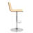 Adjustable Height Swivel Cream Faux Leather And Chrome Bar Stool With Walnut Wood