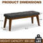 Banc rembourré en lin 43,3 po avec pieds en bois massif-93741283