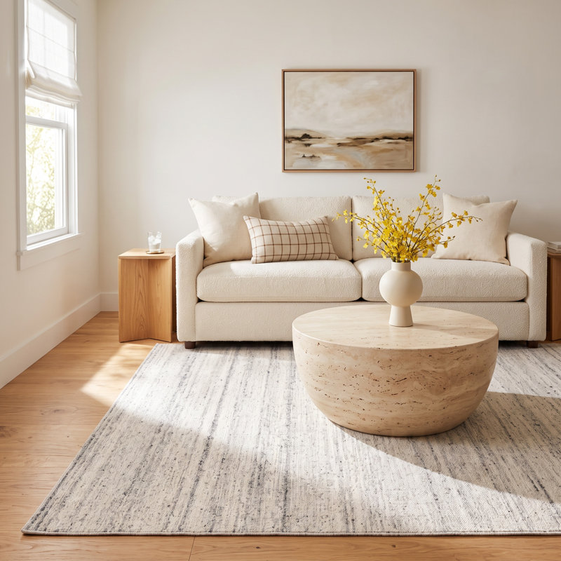 Ronna Lanny Striped Hand Woven Flatweave Wool/Cotton Area Rug in Gray, Rectangle 8' x 10'