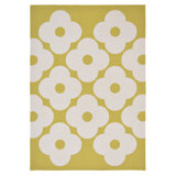 Hand Hooked Floral Area Rug in Dandelion/White